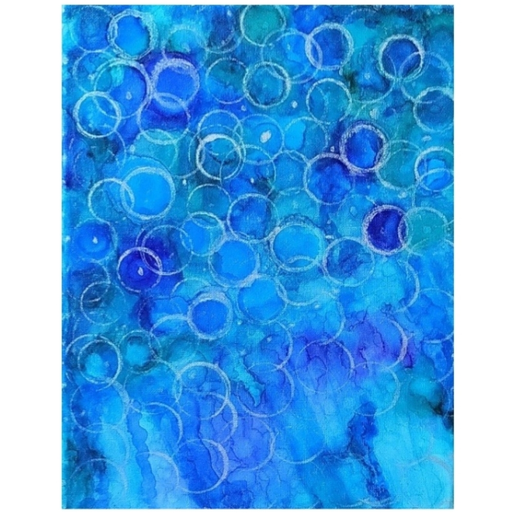 Hand Crafted Purple and Turquoise Abstract Design 11x14 Inches Canvas Painting